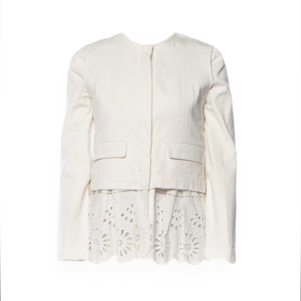Sea New York Layered Floral Eyelet Jean Jacket